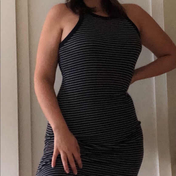 Midi navy and white striped dress - Picture 2 of 6